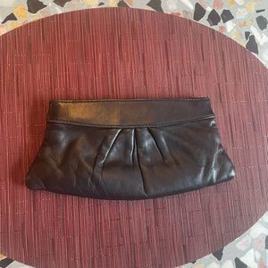 Lauren Merkin black leather pleated clutch